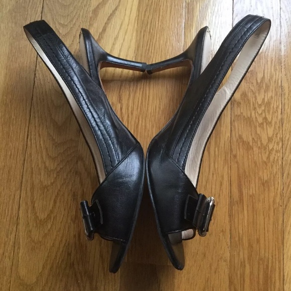 Coach MIRANDA Womens Shoes Slingback Heels US 9B Black Leather Slip-On buckle. - Picture 3 of 6